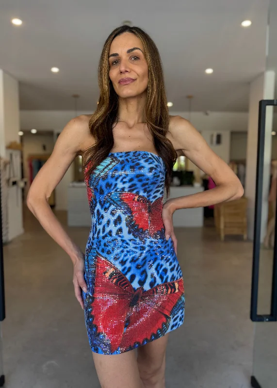 IBIZA MINI DRESS LEOPARD Fashionable Denim Mini Dress