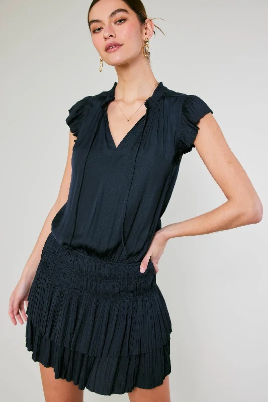 Zoey Pleated Mini Dress Comfortable Boho Mini Dress