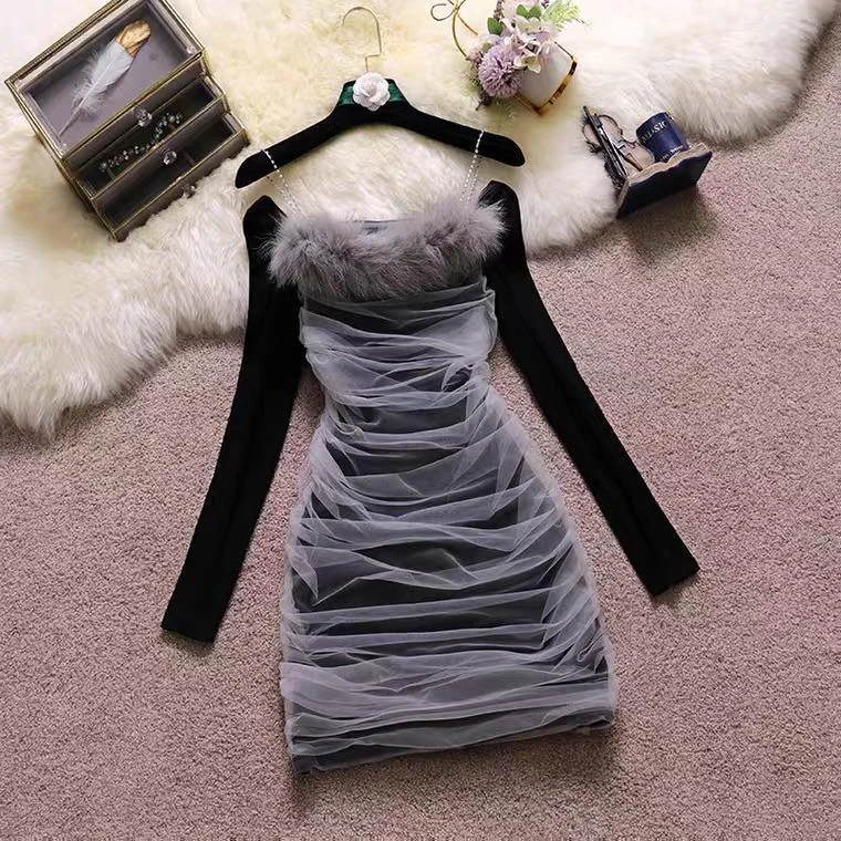 Welda Furry Party Dress Tunics Timeless classic