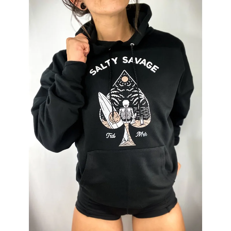 Salty Savage Unisex “Beach Spade” Classic Hoodie Hoodie with High-Low Hem Asymmetrical Trendy