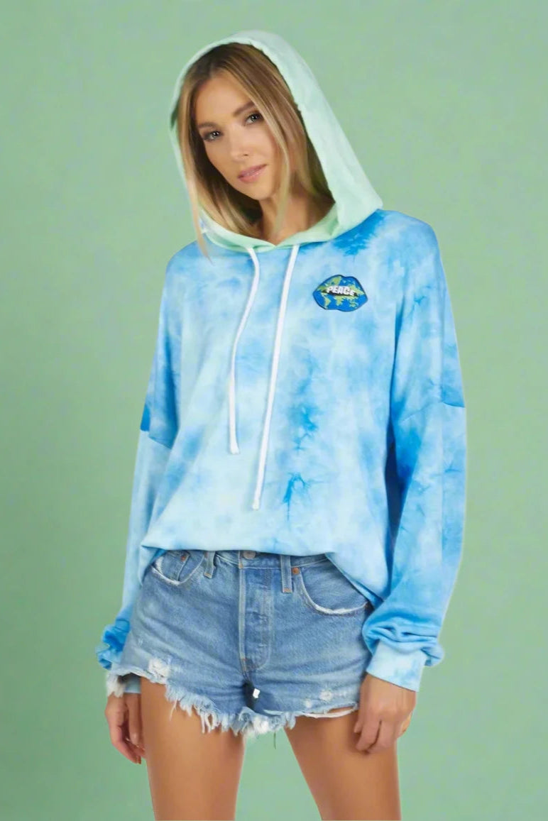 Lauren Moshi Lila World Peace Lips Hoodie as seen on Julianne Hough Hoodie with Hood Adjustable Protection