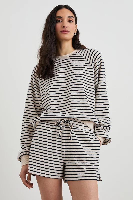 THERON SWEATSHIRT - SAILOR STRIPE TERRY TOWEL Hoodie with Camouflage Military Edgy