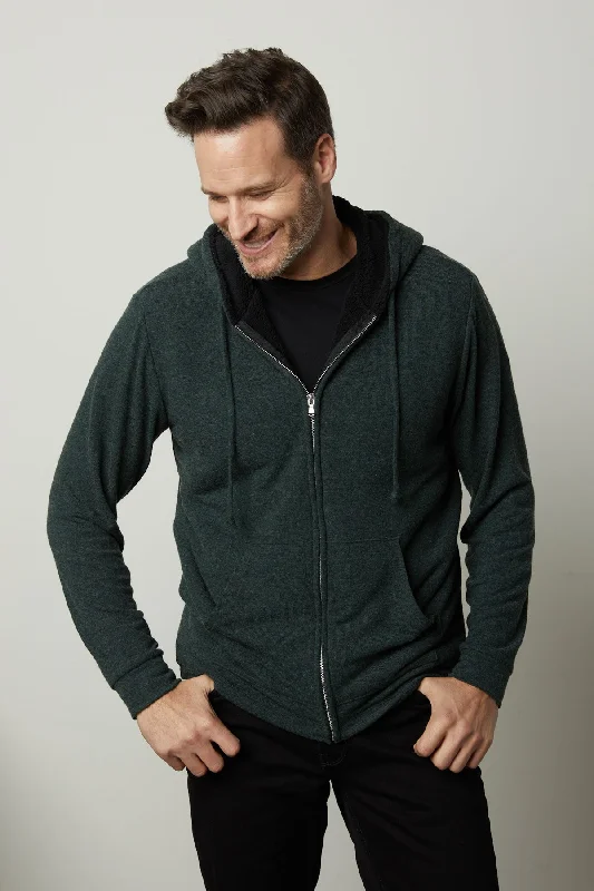 SALVADORE SHERPA LINED HOODIE Hoodie with Ribbed Hem Stretchable Secure
