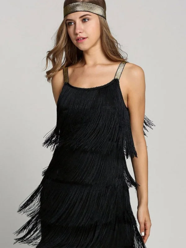 Paneled Tassel Sleeveless A-Line Skirt Dress Halter Neckline Beach