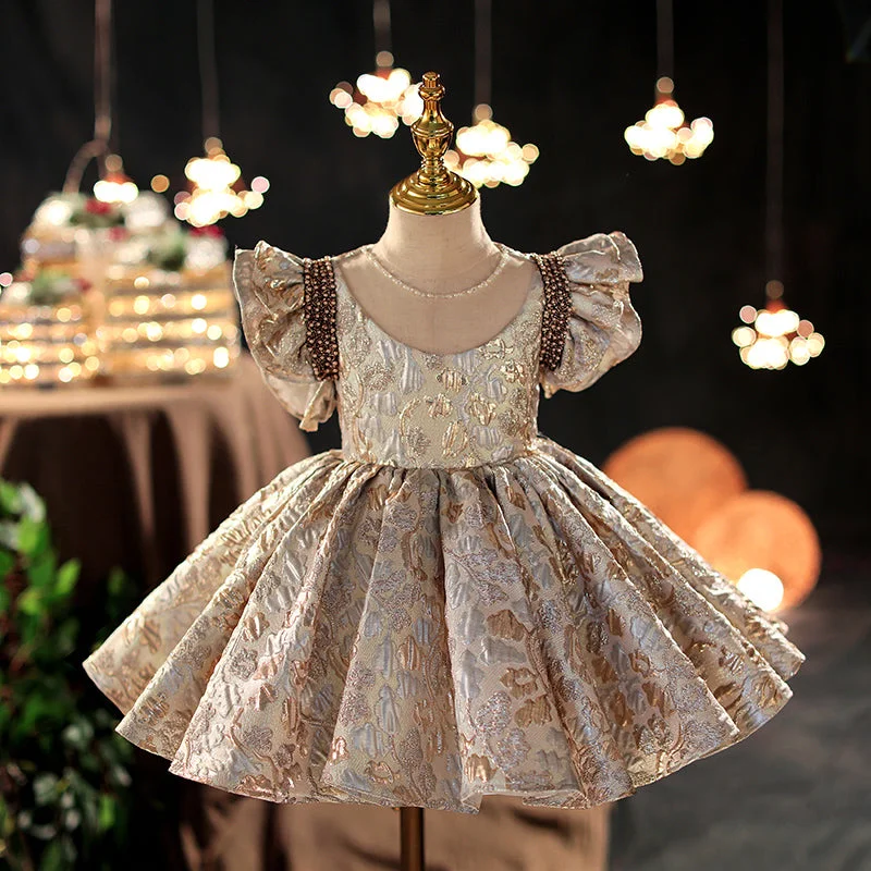 Girls Pageant Dresses Baby Girl Vintage Sequined Bow Puffy Cake Princess Dress Tunics Luxurious premium Girls Pageant Dresses Baby Girl Vintage Sequined Bow Puffy Cake Princess Dress Tunics Luxurious premium