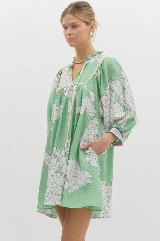 Zoe Floral Mini Dress in Mint Trendy Bodycon Mini Dress
