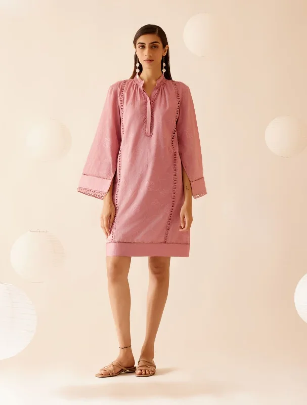Isa pink mini dress Cozy Satin Mini Dress