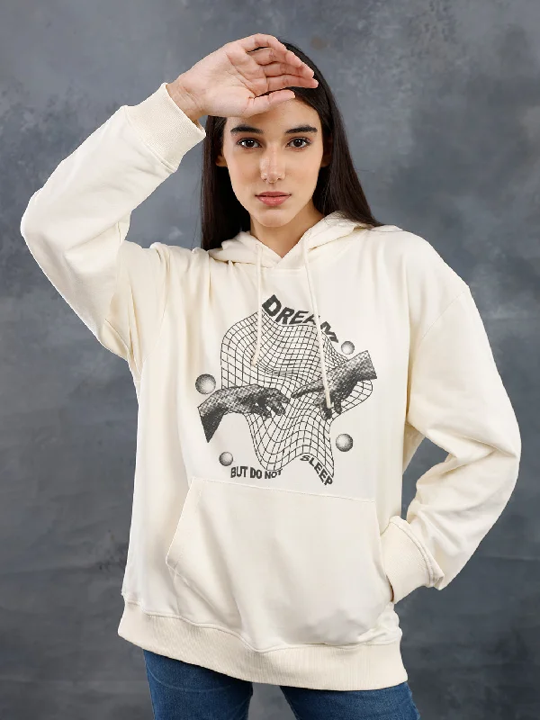 Do Not Sleep Women Drop Shoulder Premium Terry Hoodie Hoodie with Toggle Buttons Decorative Unique