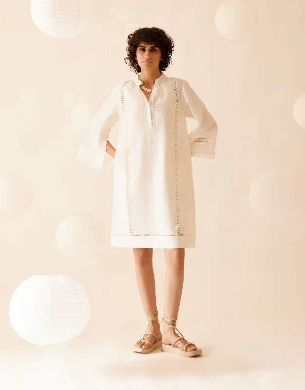 Isa ivory mini dress Stylish Puff Sleeve Mini Dress