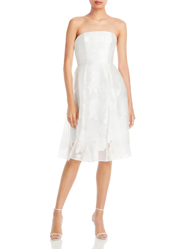 Womens Jacquard Strapless Cocktail and Party Dress Turtleneck Neckline Stylish