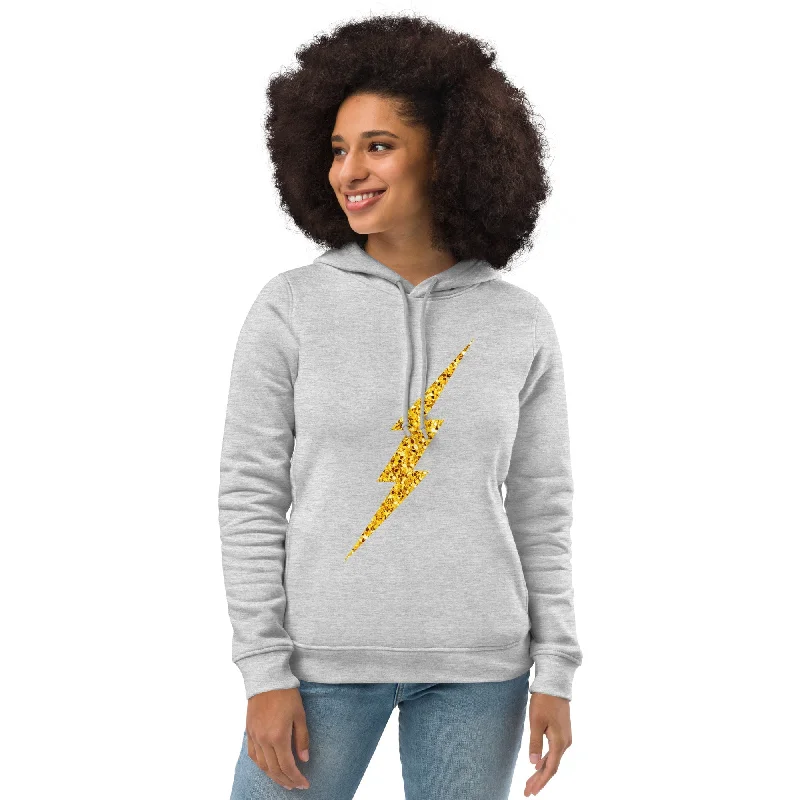 Glitter Bolt Women's Eco Fitted Hoodie Hoodie with Side Slits Relaxed Casual