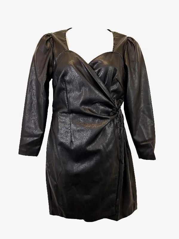 City Chic Faux Leather Funky Cindy Mini Dress Size 14 Comfortable Polka Dot Mini Dress