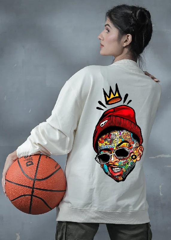 Thug Life Women Drop Shoulder Loose Fit Sweatshirt | Pronk Hoodie with Distressed Vintage Worn