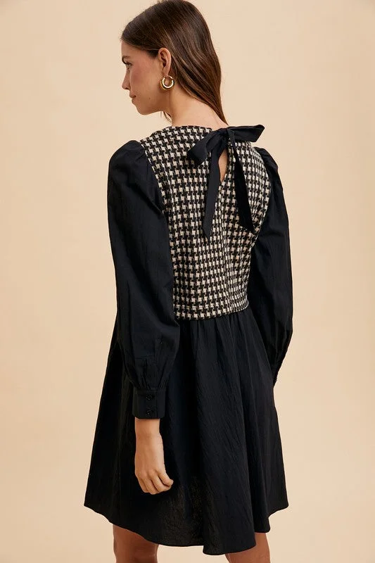 Annie Wear Tie Back Plaid Round Neck Mini Dress Fashionable Summer Mini Dress