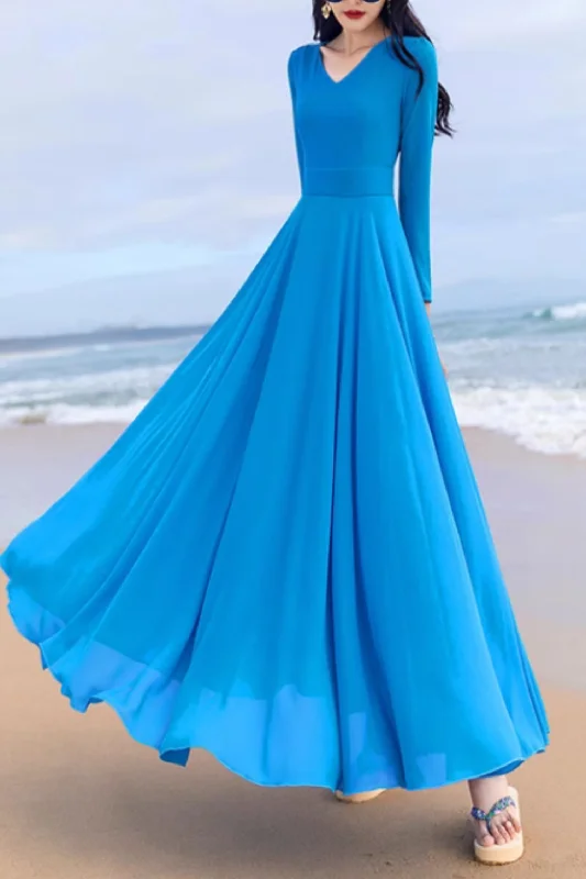 Swing a line summer maxi chiffon dress 5159 Tunics Cozy soft