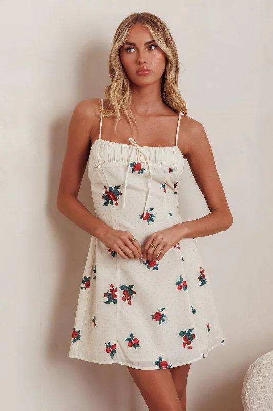 Clara Gathered Bust Mini Dress Rose Beige Casual Button-Up Mini Dress