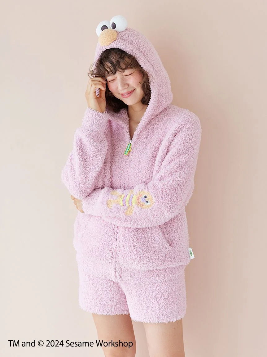 【SESAME STREET】 Elmo Hoodie and Shorts Set Hoodie with Thumb Holes Functional Cozy