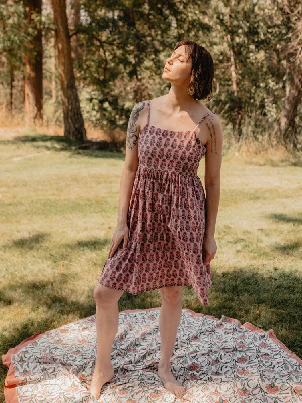 Sofia Mini Dress - Magenta Floral Classic Striped Mini Dress