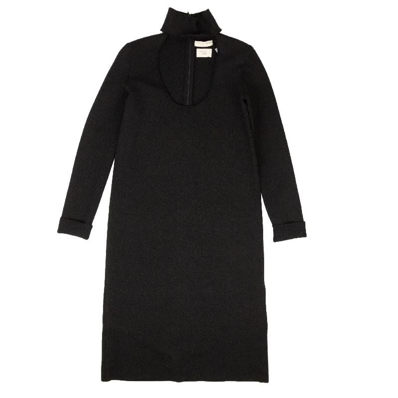 Black Scoop Neck Knit Dress Tunics Sale discount