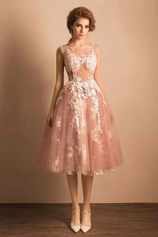 new A Line Tulle Homecoming Dresses Sexy Pink Appliques Short Prom Dress Party Dress OK363 Tunics Denim casual