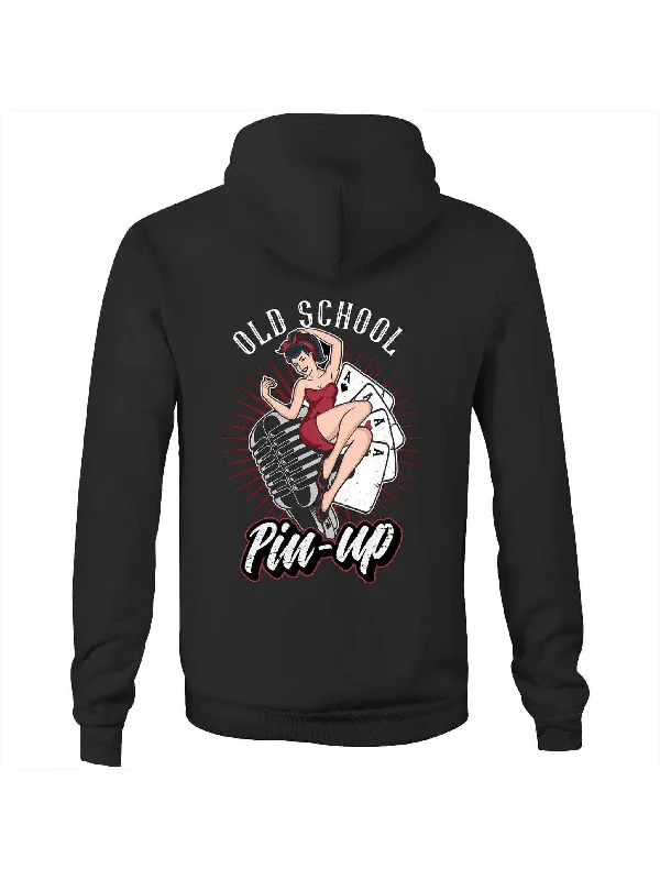 OLD SCHOOL PINUP - Fleecy Womens Hoodie Hoodie with Belted Waist Structured Tailored