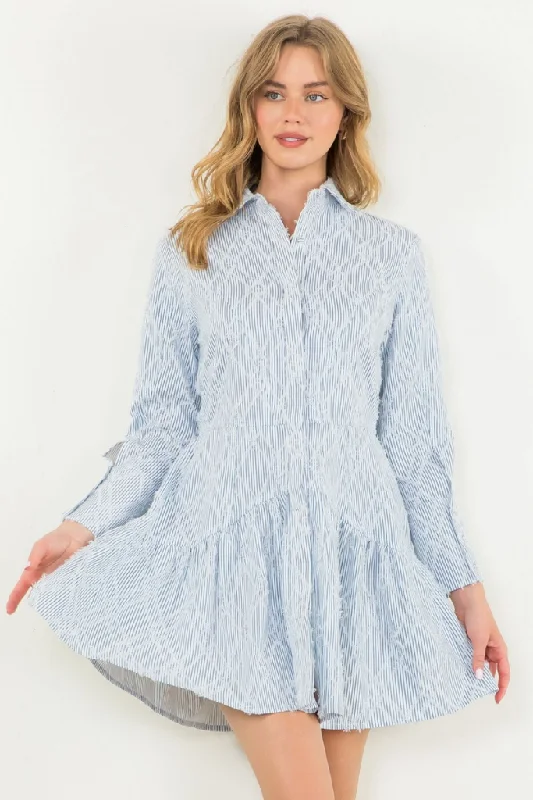 Anna Fringe Detail Long Sleeve Mini Dress Classic White Mini Dress