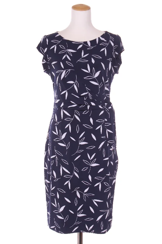 JACQUI.E - Navy fauna print waist pleat dress! 10 Tunics Modern contemporary