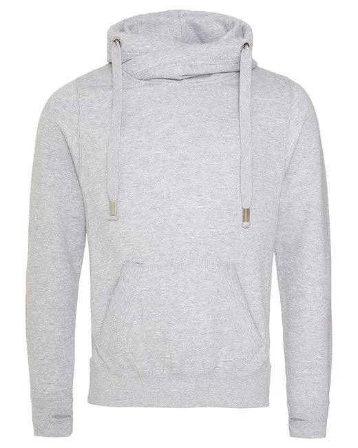 Just Hoods By AWDis Men's Heavyweight Cross Over Neck Hooded Sweatshirt JHA021 Hoodie with Slim Fit Tailored Modern