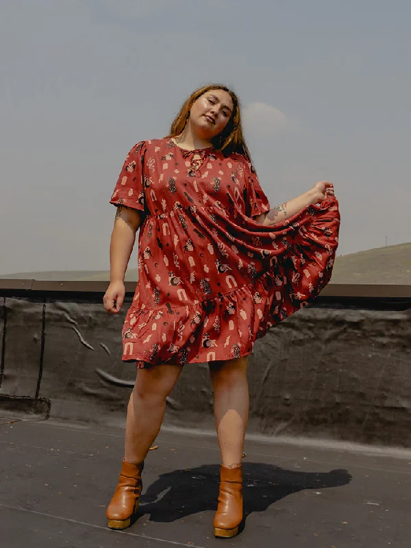 Adelaide Tiered Plus Size Mini Dress - Modern Objects Cranberry Stylish Ribbed Mini Dress