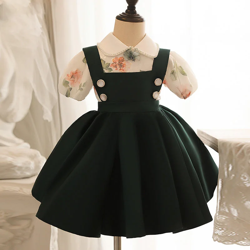 Baby Girl Easter Dress Pageant Vintage Print Doll Collar Sweet Princess Dress Tunics Trendy modern