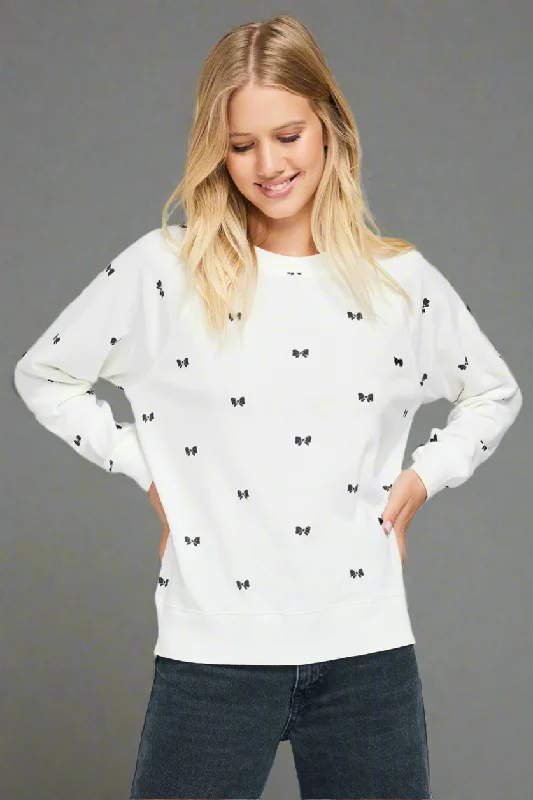Wildfox Gordon Bow Sommers Sweatshirt Hoodie with Slit Hem Functional Movement