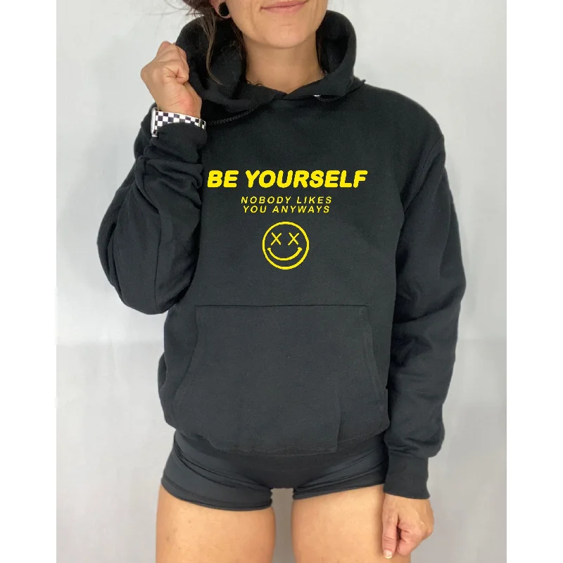 Salty Savage Unisex "BE YOURSELF, NOBODY LIKES YOU ANYWAY" Hoodie | Black/Yellow Hoodie Jacket Zipper Layering