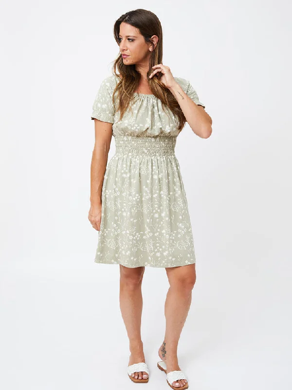 Juliet Short Sleeve Mini Dress - Field Taupe Fashionable Mini Dress with Slits