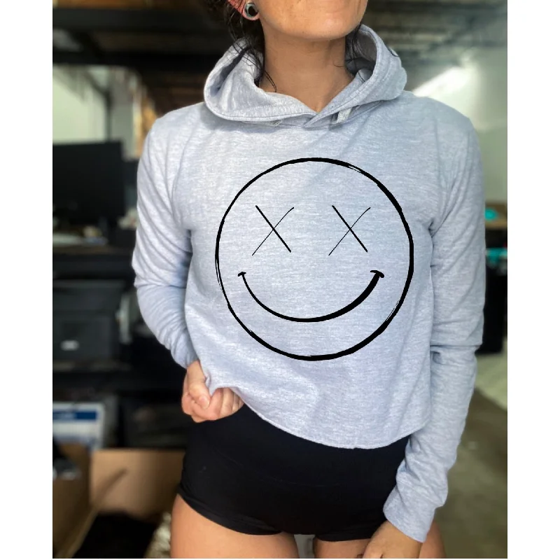 Salty Savage Ladies “OG Smile” Cropped Hoodie Hoodie with Tie-Dye Psychedelic Retro