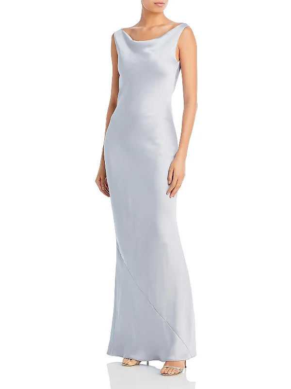 Maria Womens Satin Long Evening Dress Tunics Chic fashionable