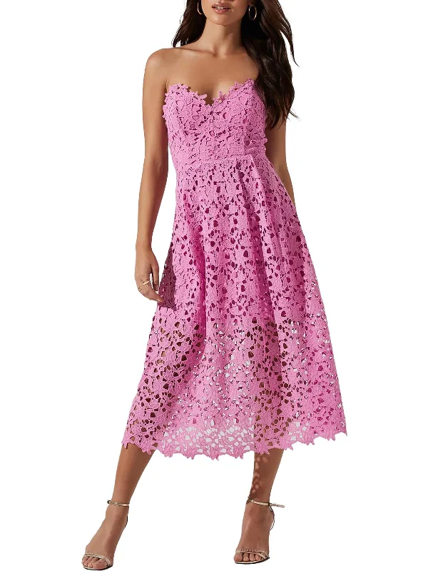 Anaya Womens Crochet Midi Cocktail and Party Dress High-Low Hemline Casual