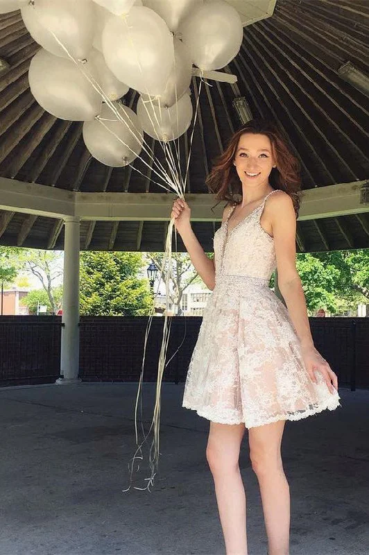 Cute A Line Lace Mini Cheap Homecoming Dresses,Short Graduation Party Dress OKC28 Tunics Formal black Cute A Line Lace Mini Cheap Homecoming Dresses,Short Graduation Party Dress OKC28 Tunics Formal black