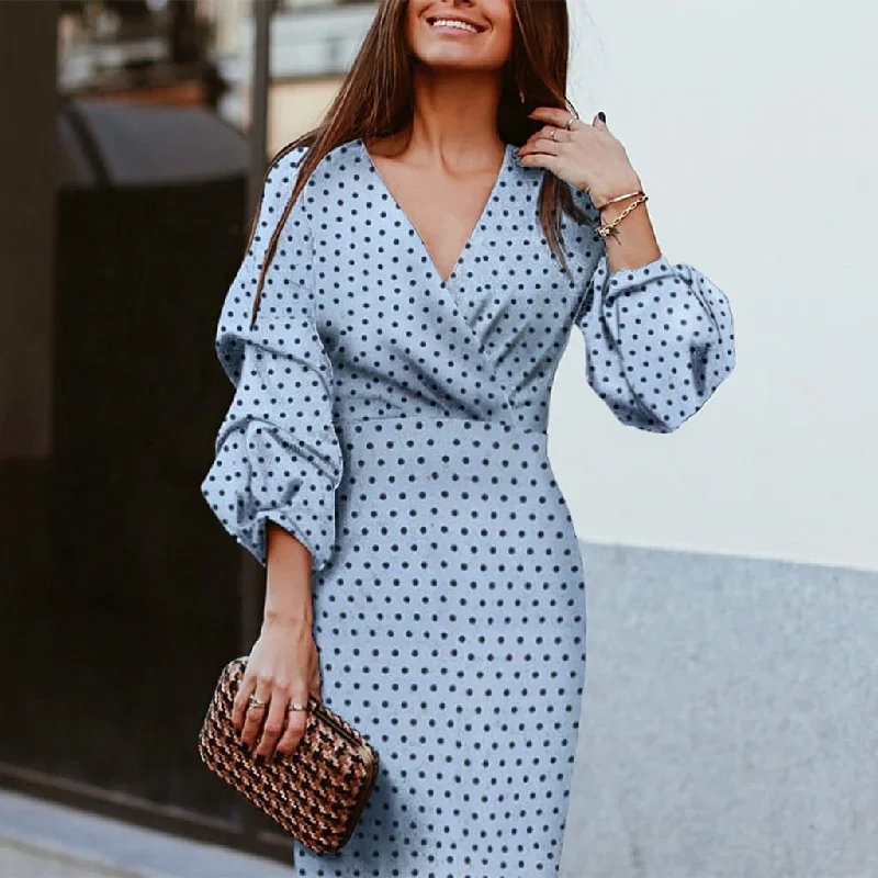 DressBetty - Women Vintage Dot Print Slim Party Dress Tunics Seasonal trendy