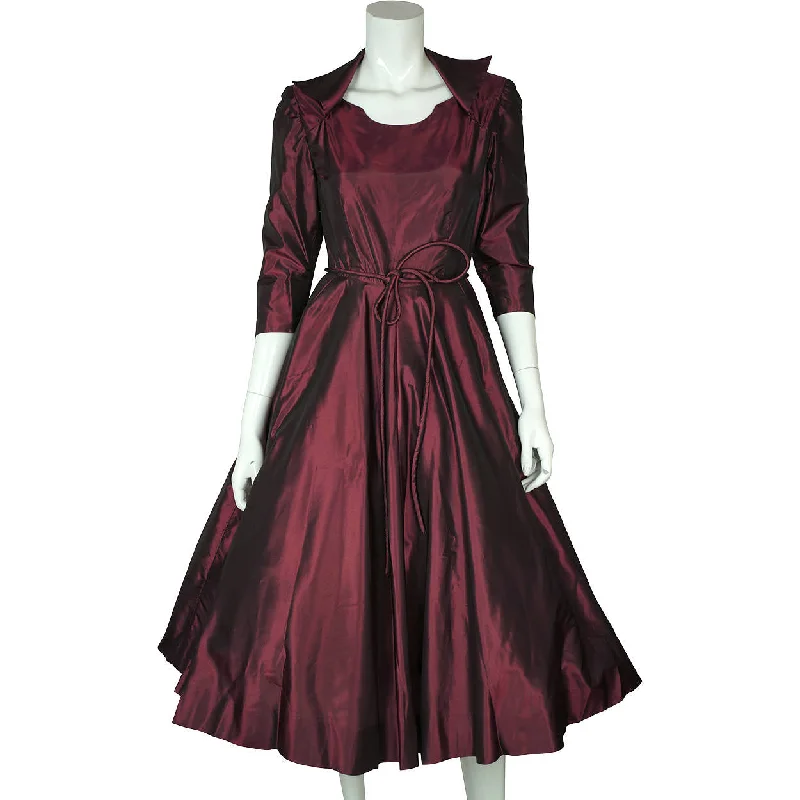 Vintage 1950s Party Dress Purple Silk Taffeta w Crinoline Skirt Size M Tunics Occasion special