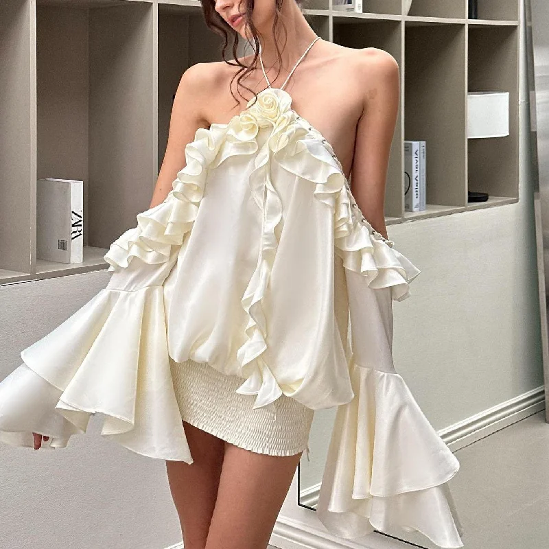 Chantel Ruffle Halter Mini Dress Trendy A-Line Mini Dress