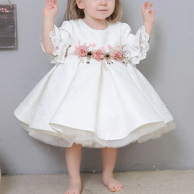 Flower Girl Dress Toddler Communion Formal White Bow Lace Baby Baptism Dress Tunics Plaid country Flower Girl Dress Toddler Communion Formal White Bow Lace Baby Baptism Dress Tunics Plaid country