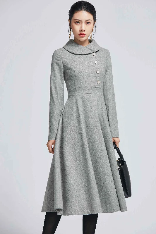 Vintage inspired long sleeve wool dress 2267# Tunics Lace romantic