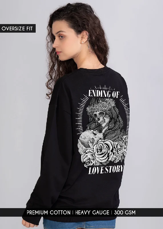 Ending Of Love Printed Oversized Sweatshirts Womens |Pronk Hoodie with Magnetic Closure Innovative Modern