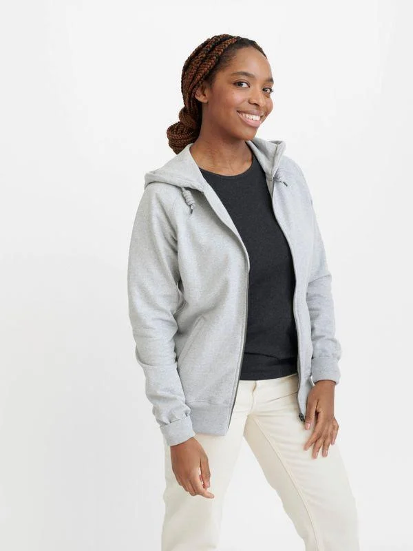 Unisex Zip Hoodie Raglan - Recycled Cotton & Recycled Polyester Hoodie with Front Slit Layering Stylish