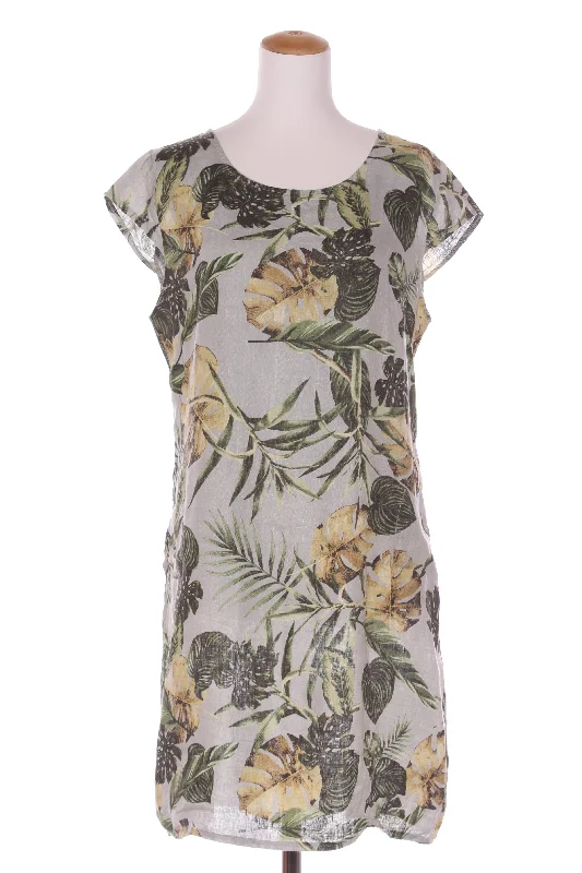 PURO LINO (ITA) Linen tropical print dress! 14 Tunic Top Casual