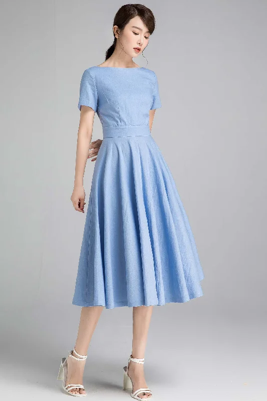 Swing fit and flare dress in Blue 2341# Tunics Versatile stylish