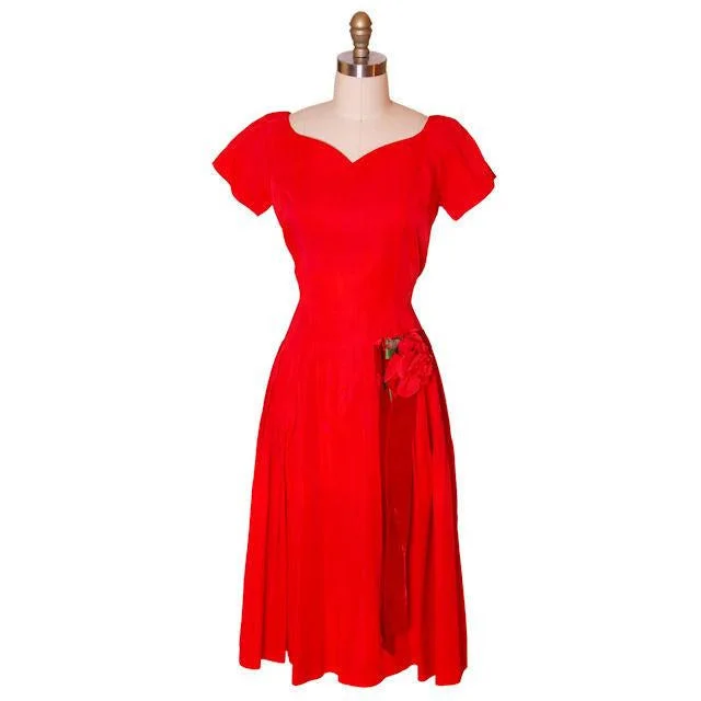 Vintage MCM Red Rayon Satin Party Dress Gay Gibson 1950s 35-28-Free Tunics Stylish modern Vintage MCM Red Rayon Satin Party Dress Gay Gibson 1950s 35-28-Free Tunics Stylish modern