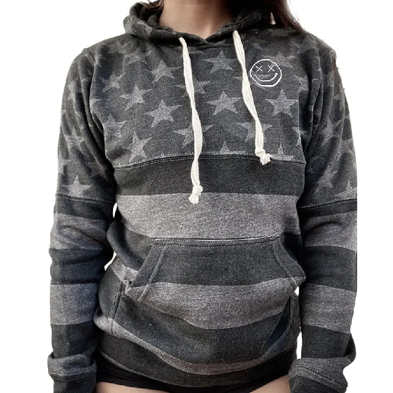 Salty Savage Unisex “OG Smile” Stars and Stripes Hoodie Hoodie with Front Slit Layering Stylish