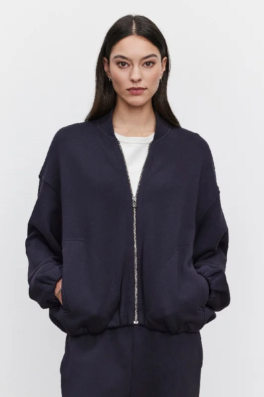 GENEVIEVE ZIP-UP SWEATSHIRT Hoodie with Mock Neck Collared Structured