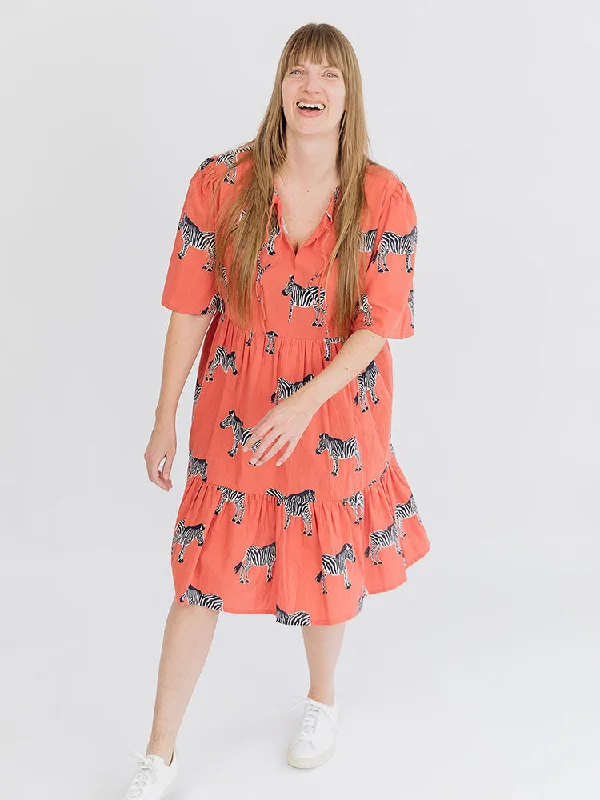 Adelaide Tiered Mini Dress - Zebra Bright Berry Stylish Ruffle Mini Dress